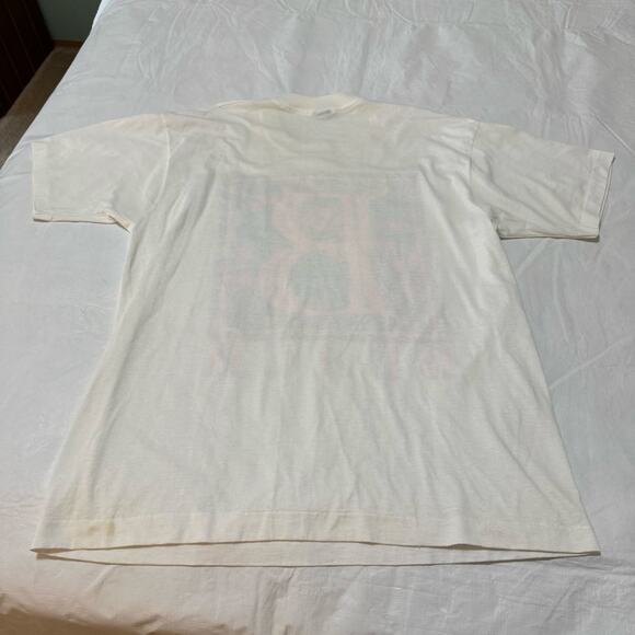 Vintage 90s Pink Beach T Shirt Size XL 48" Fruit of the Loom Cotton Blend USA - Picture 3 of 8